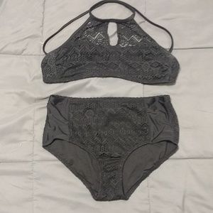 Black Halter Top High Waisted Bikini